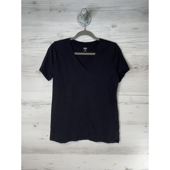a.n.a A New Approach Shirt Womens Medium Black V-Neck Short Sleeve Cotton Tee - Picture 1 of 8